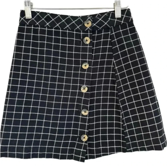 H&M Divided Women's Short A-Line High Waisted Skirt with Front Buttons Sz 2 GUC - Picture 1 of 6